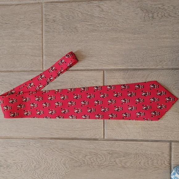 Noel Silk Red Santa Tie Festive - Picture 2 of 4